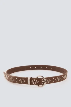 Springfield Cintur&oacute;n hebilla redonda tachas^Mujer Cinturones