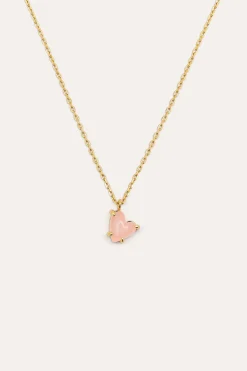 Singularu Collar Adorable Heart Pink Ba&ntilde;o Oro^Mujer Bisutería