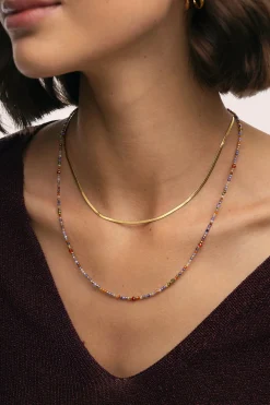 Singularu Collar Doble Crystals Lisse Acero Ba&ntilde;o Oro^Mujer Bisutería
