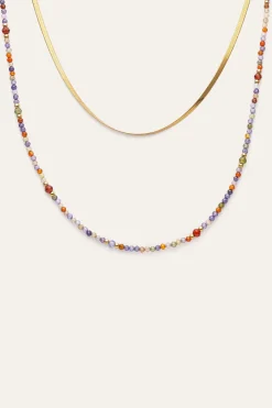 Singularu Collar Doble Crystals Lisse Acero Ba&ntilde;o Oro^Mujer Bisutería