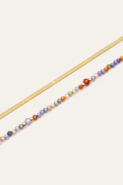 Singularu Collar Doble Crystals Lisse Acero Ba&ntilde;o Oro^Mujer Bisutería