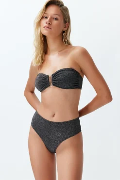 Trendyol Conjunto de bikini bandeau alto brillo^Mujer Baño