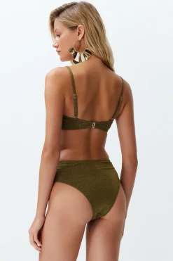 Trendyol Conjunto de bikini bandeau alto brillo^Mujer Baño