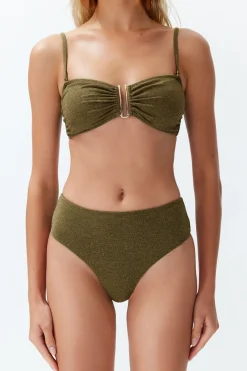 Trendyol Conjunto de bikini bandeau alto brillo^Mujer Baño