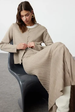 Trendyol Conjunto de c&aacute;rdigan, falda y top de punto^Mujer Jerséis Y Cárdigans|Faldas