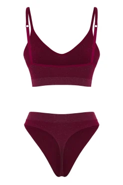 Trendyol Conjunto de lencer&iacute;a bralette brillo^Mujer Sujetadores|Braguitas