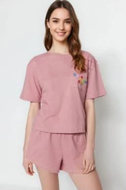 Trendyol Conjunto de pijama corto liso^Mujer Pijamas
