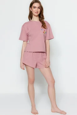 Trendyol Conjunto de pijama corto liso^Mujer Pijamas