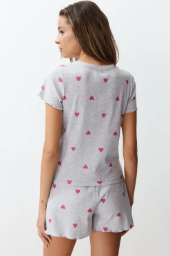 Trendyol Conjunto de pijama corto corazones^Mujer Pijamas