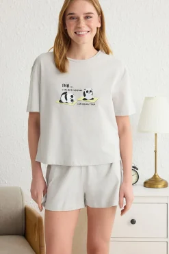 Trendyol Conjunto de pijama corto pandas^Mujer Pijamas