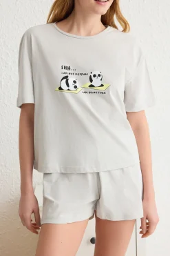Trendyol Conjunto de pijama corto pandas^Mujer Pijamas