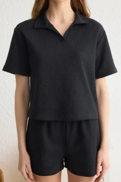 Trendyol Conjunto de pijama corto polo canal&eacute;^Mujer Pijamas