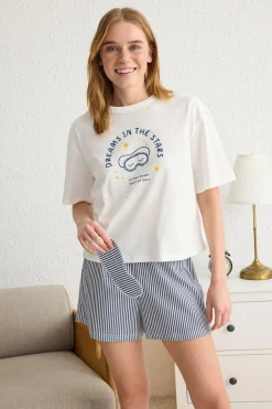 Trendyol Conjunto de pijama corto rayas^Mujer Pijamas