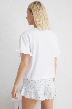 Trendyol Conjunto de pijama corto volantes floral^Mujer Pijamas