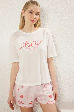 Trendyol Conjunto de pijama corto amor^Mujer Pijamas