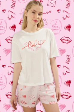 Trendyol Conjunto de pijama corto amor^Mujer Pijamas