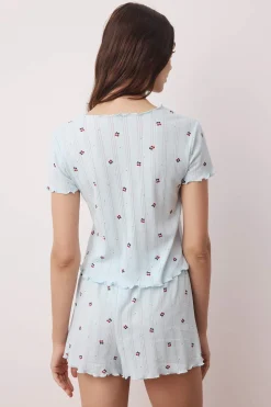 Trendyol Conjunto de pijama corto floral lazos^Mujer Pijamas