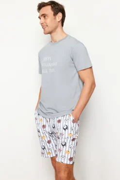 Trendyol Conjunto de pijama corto rayas y animales^Hombre Pijamas