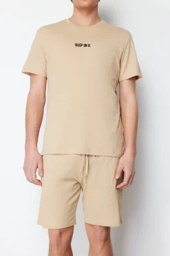 Trendyol Conjunto de pijama corto liso^Hombre Pijamas
