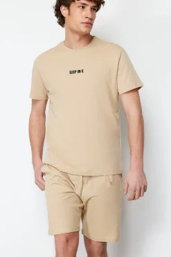 Trendyol Conjunto de pijama corto liso^Hombre Pijamas