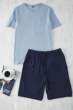 Trendyol Conjunto de pijama corto liso^Hombre Pijamas