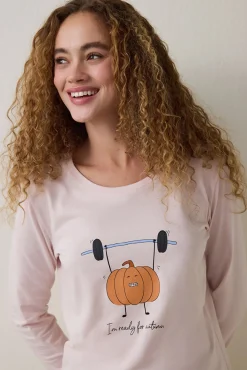 Penti Conjunto de pijama de manga larga con cuello redondo y de calabazas^Mujer Pijamas
