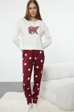 Trendyol Conjunto de pijama estrellas blanco y rojo^Mujer Pijamas