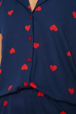 Trendyol Conjunto pijama camisero corto corazones^Mujer Pijamas