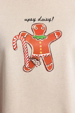 Trendyol Conjunto pijama Galleta jengibre Navidad beige^Mujer Pijamas