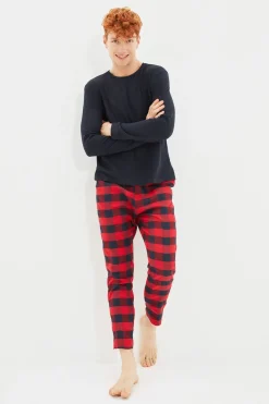 Trendyol Conjunto pijama hombre cuadros rojo y azul^Hombre Pijamas