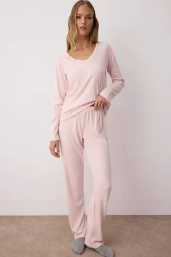 Trendyol Conjunto pijama invierno canal&eacute;^Mujer Pijamas