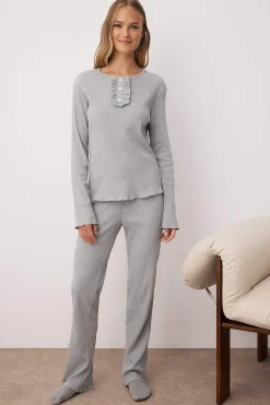 Trendyol Conjunto pijama jaspeado tapeta^Mujer Pijamas