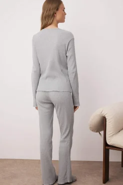 Trendyol Conjunto pijama jaspeado tapeta^Mujer Pijamas