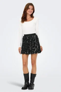 Only Falda corta de plumas y lentejuelas^Mujer Faldas