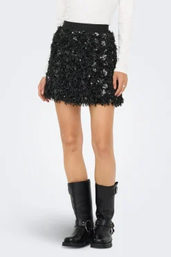 Only Falda corta de plumas y lentejuelas^Mujer Faldas