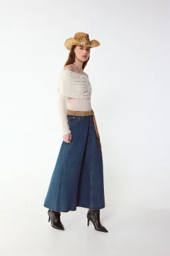 Slowlove Falda Larga Vaquera^Mujer Faldas