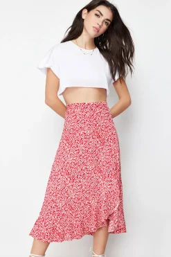Trendyol Falda midi abertura^Mujer Faldas