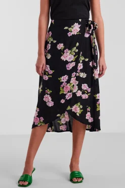 Pieces Falda midi cruzada con lazada^Mujer Faldas
