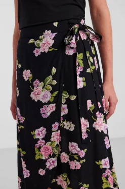 Pieces Falda midi cruzada con lazada^Mujer Faldas