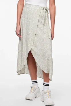 Pieces Falda midi cruzada con lazada^Mujer Faldas