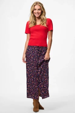 Pieces Falda midi de flores^Mujer Faldas