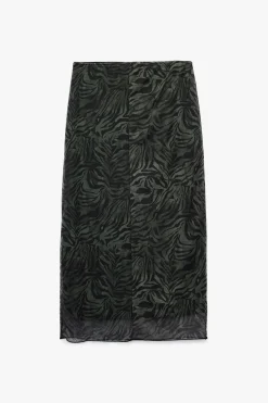 Koton Falda midi de tul con estampado animal y forro, cintura est&aacute;ndar^Mujer Faldas