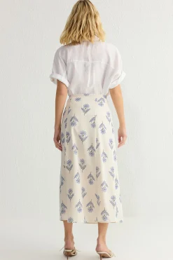 Trendyol Falda midi estampada^Mujer Lino|Faldas