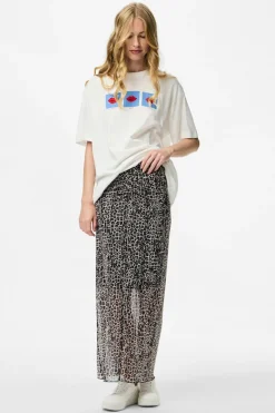 Pieces Falda transparente animal print con forro^Mujer Faldas