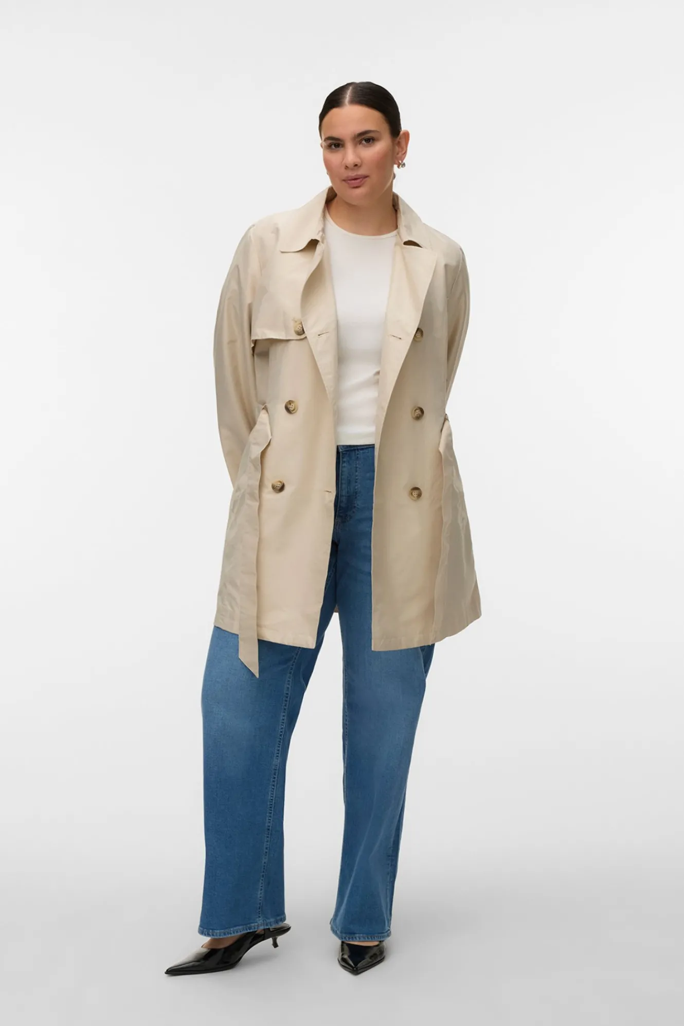 Vero Moda Curve Gabardina corta talla grande^Mujer Gabardinas|Abrigos