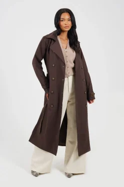 Brave Soul Gabardina larga con cintur&oacute;n^Mujer Gabardinas|Abrigos