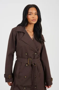 Brave Soul Gabardina larga con cintur&oacute;n^Mujer Gabardinas|Abrigos