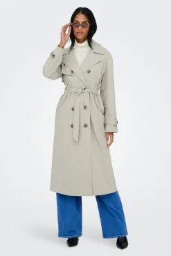 Only Gabardina larga con cintur&oacute;n^Mujer Chaquetas|Gabardinas