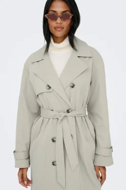 Only Gabardina larga con cintur&oacute;n^Mujer Chaquetas|Gabardinas