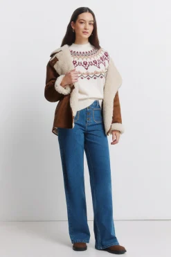 Springfield Jeans super wide bolsillos plastrón^Mujer Jeans